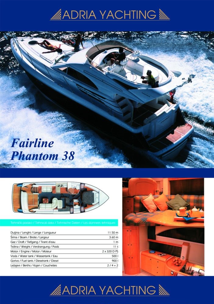 Croatia yacht charter Marina Trogir Fairline Phantom 38